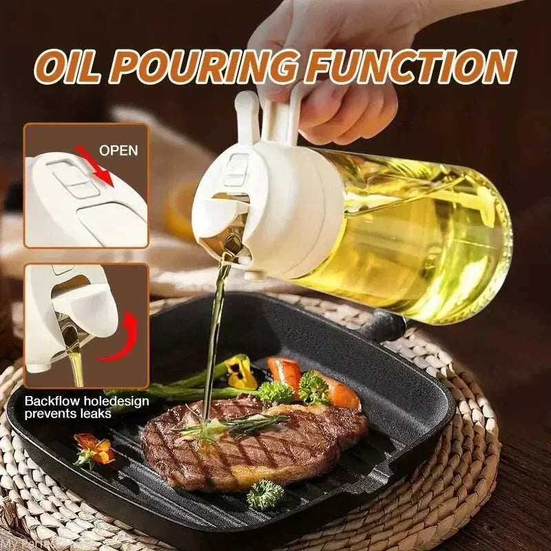 2-in-1 Oil Spray & Pour Bottle | 500ml Food-Grade Sprayer