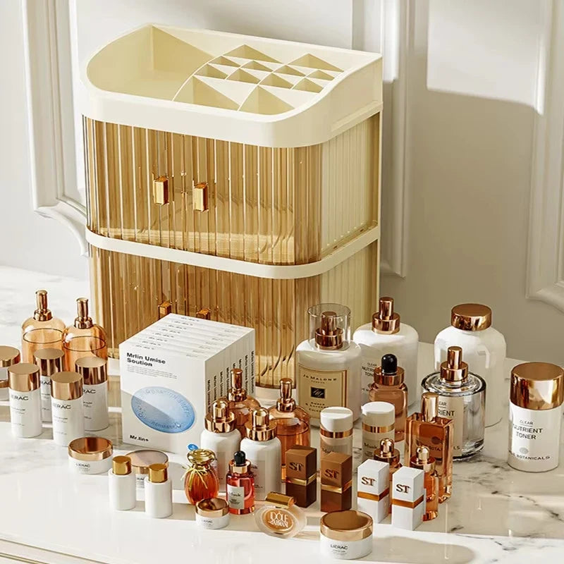 Desktop Makeup Organiser Drawers Skincare Storage Box Face Mask