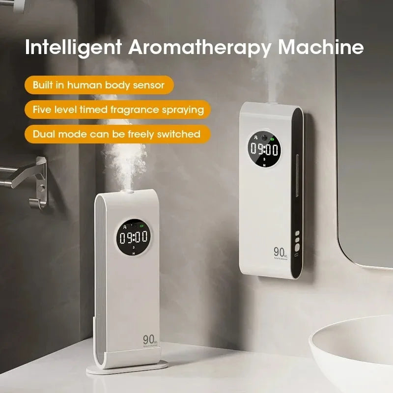 Wall-Mounted Aroma Diffuser | Body Sensor, Clock & Night Light