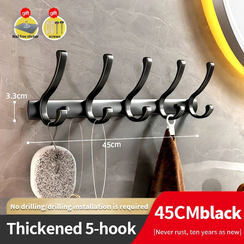 YUNJIEYA 6-Hook Aluminum Wall Hanger | Black White Gun Grey
