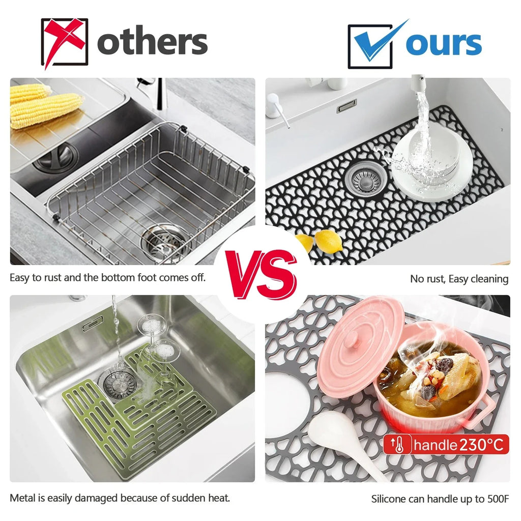 Large Silicone Sink Mat 26x14" | Farmhouse Kitchen Sink Grid