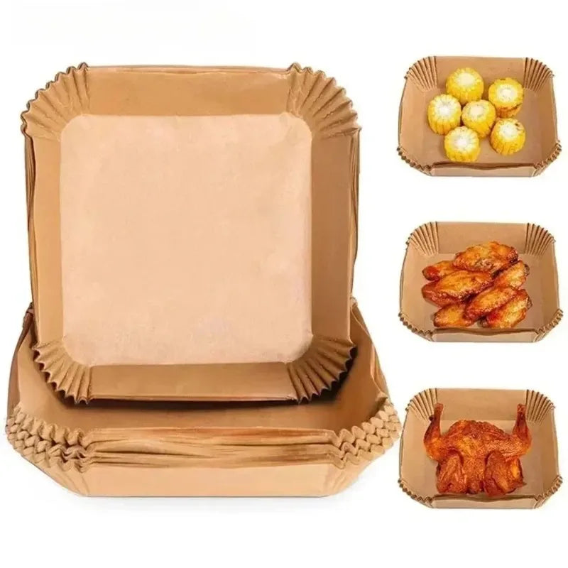 Air Fryer Parchment Liners – Round, Square & Rectangle, 50–100 Pk