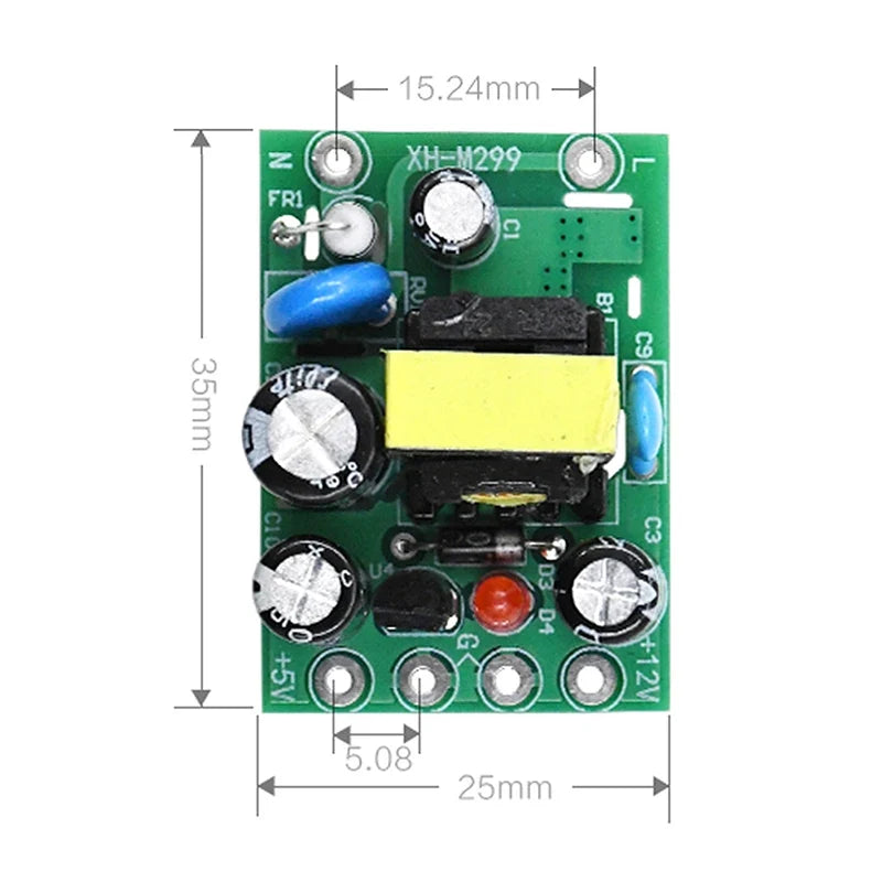 1 2 AC110V 220V DC 12V 0 2A+5V Module Board Mini AC-DC Converter