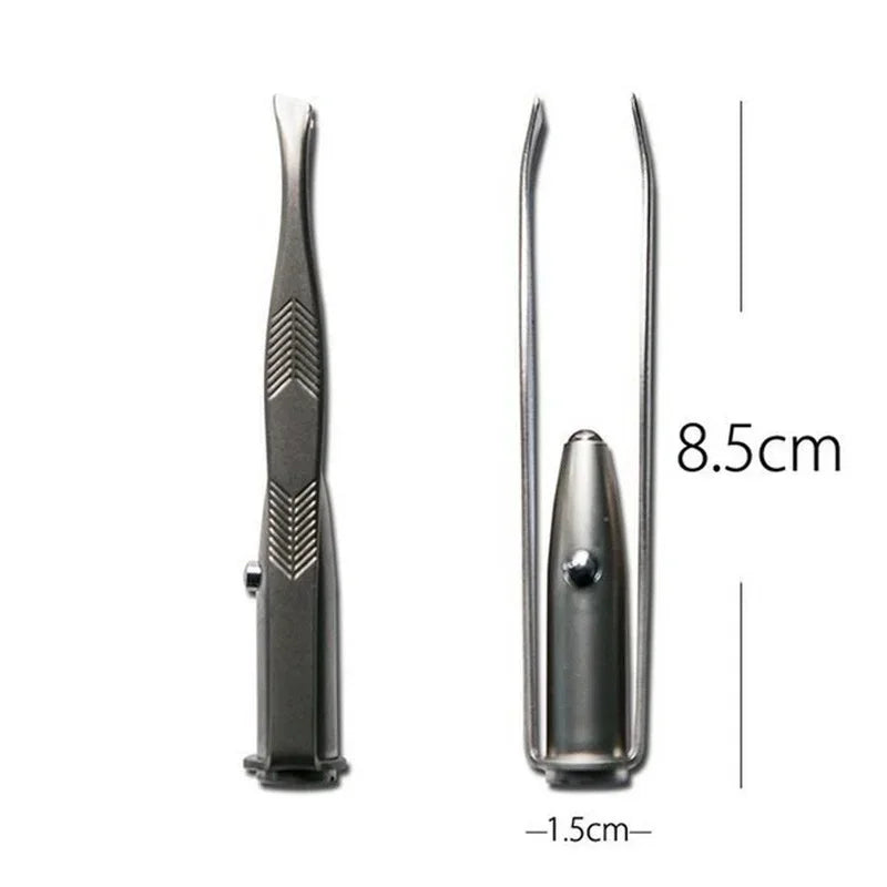 LED Lighted Eyebrow Tweezers – 5pcs Stainless Steel Set