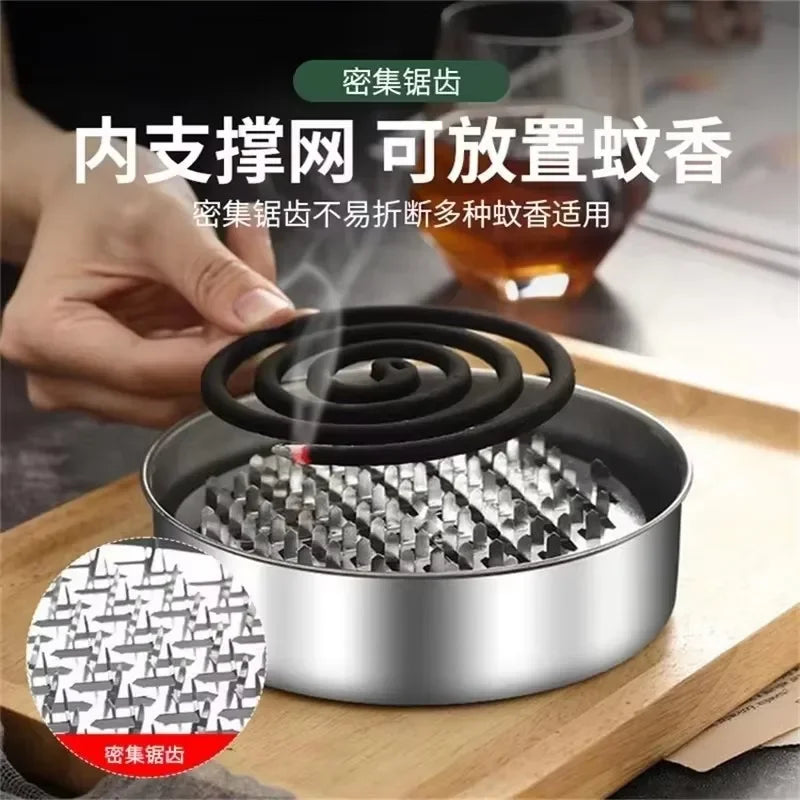 1 Stainless Steel Mosquito Coils Holder Round Tray Cover Easy Clean