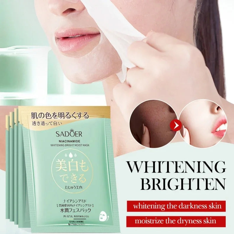 SADOER Niacinamide Brightening Hydrating Face Mask – 5 Pack