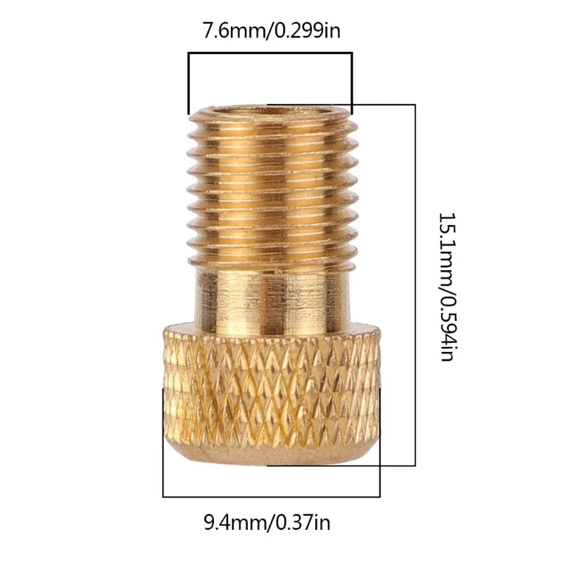 Copper Golden Bike Tire Valve Adapter – F/V to A/V Converter