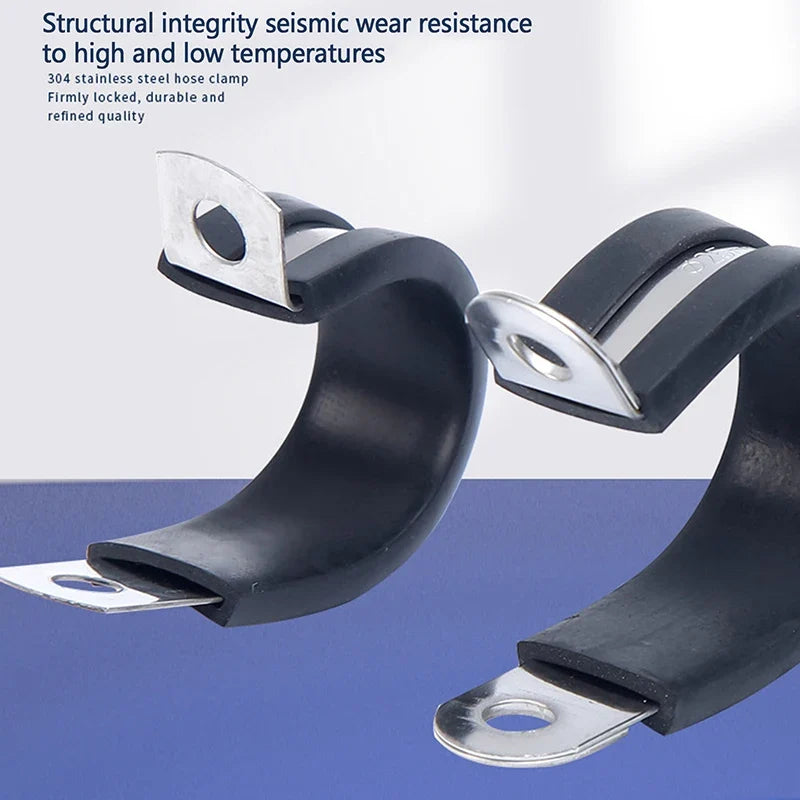 5-Pack Rubber-Lined P Clips 6–20mm | Stainless Steel Pipe Clamps