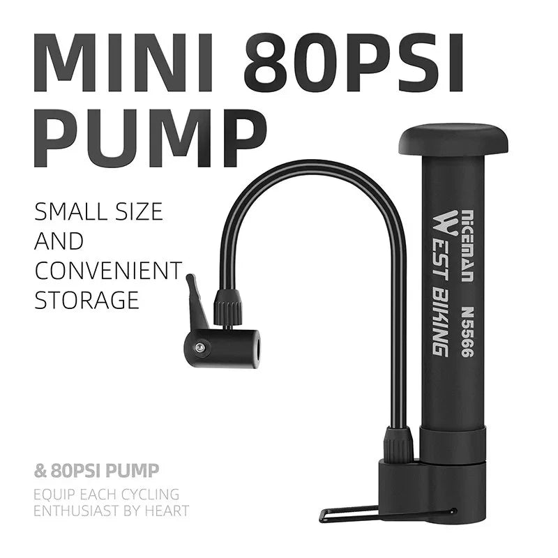 WEST BIKING 80 PSI Manual Bike Pump | Schrader Valve Floor Pump