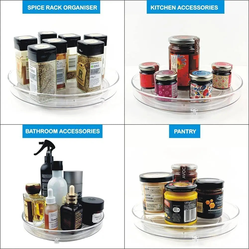 Lazy Susan Turntable Organiser Fridge Spice Rack Rotatable Kitchen