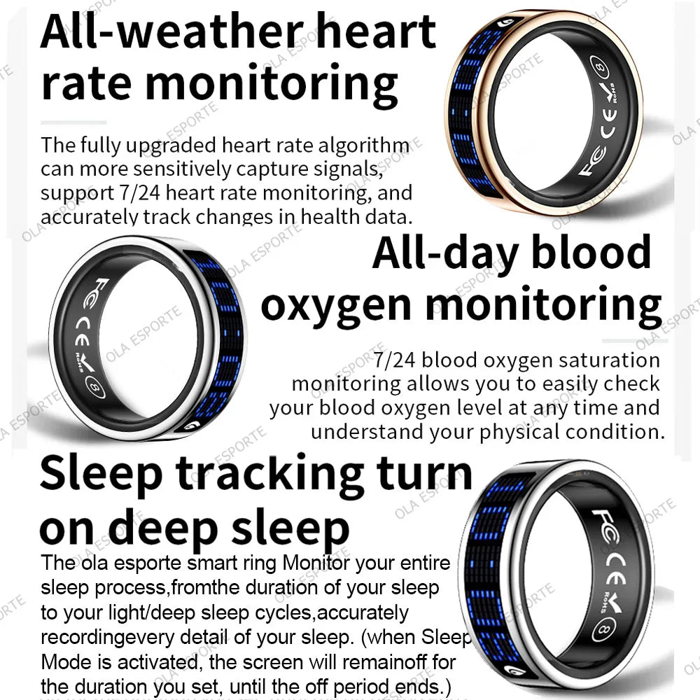 2026 Smart Ring Touch Display Screen Wireless Charging Health Manager