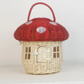 Handmade Mushroom Basket Bag Rattan Woven Baskets Straw Storage Box