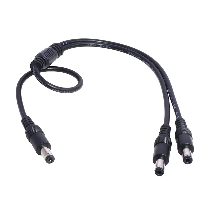 1 Male 2 Connector Plug DC Power Splitter Cable CCTV LED Strip Light
