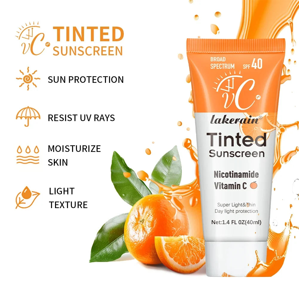Lakerain Tinted Sunscreen SPF40+ Lightweight UV Foundation Cream