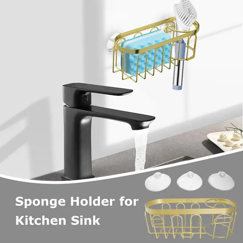 No-Drill Wall Sponge & Brush Holder | Suction Cup Drain Rack