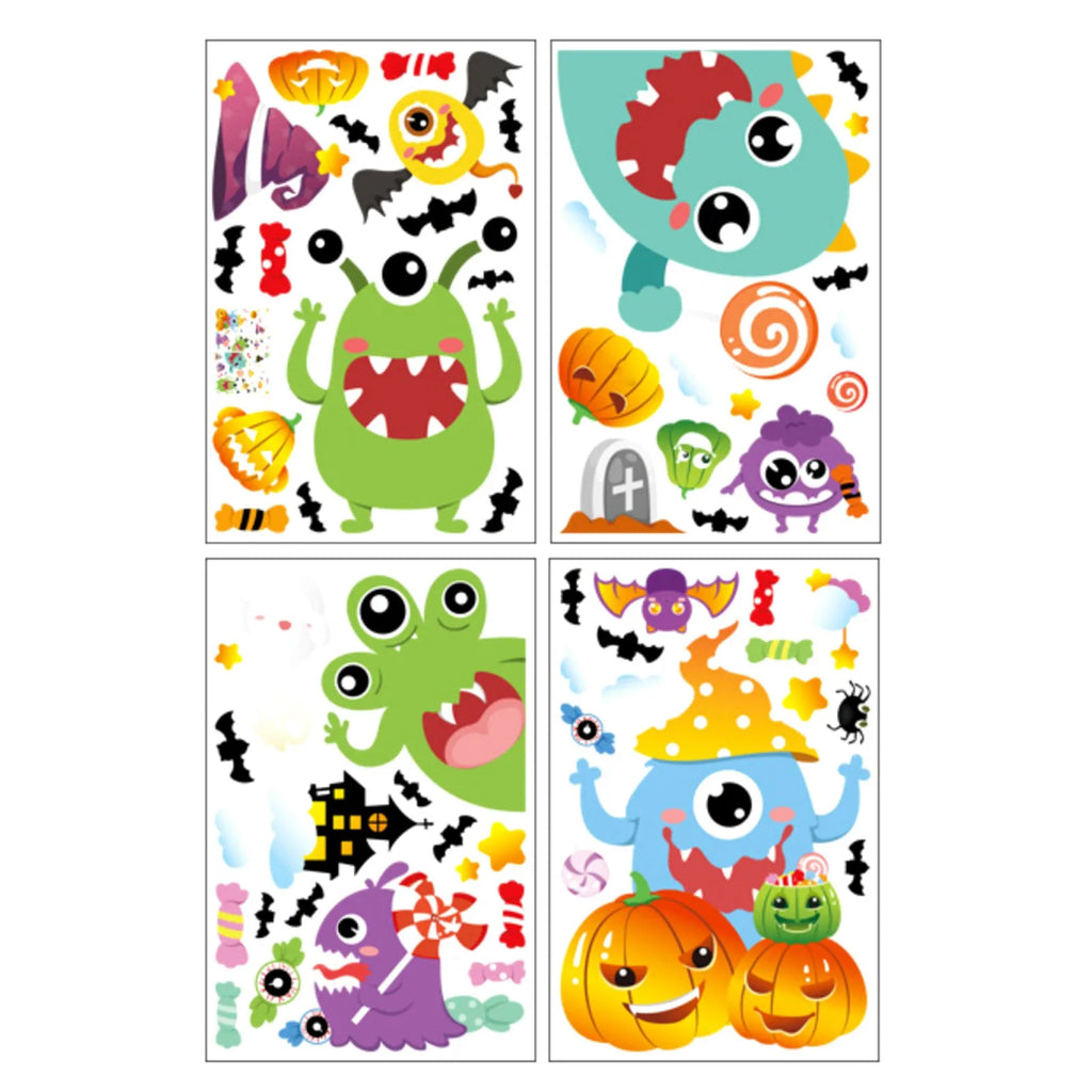 Halloween Window Clings & Stickers – 4 Sheets Spooky Decals