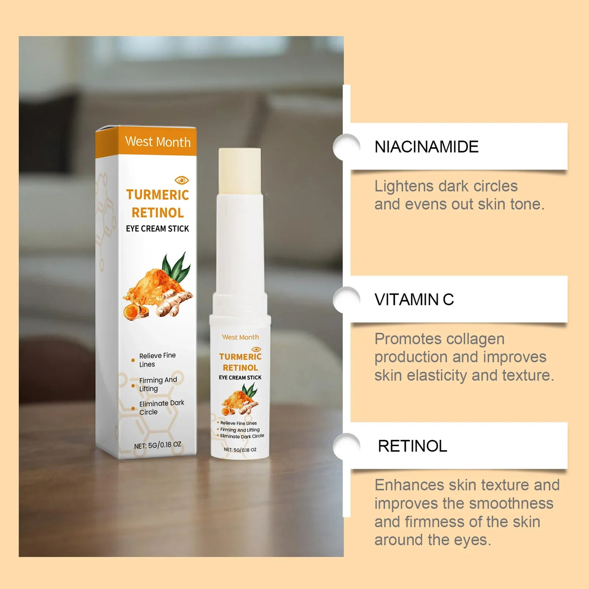 Turmeric Retinol Eye Cream Stick – Brighten & Firm Eyes