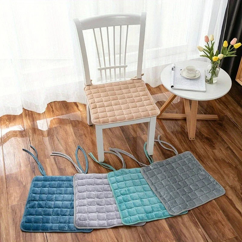 Square Plush Flannel Dining Chair Cushions Shoulder Strap All-season
