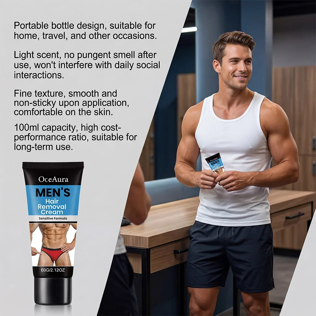 OceAura Men's Hair Removal Cream – Smooth & Moisturizing 60g