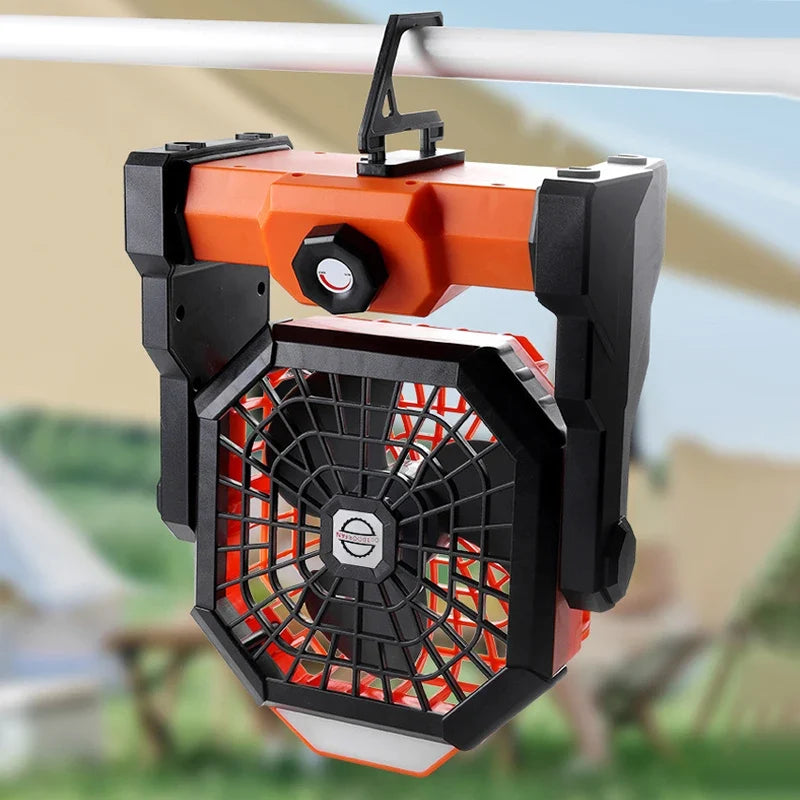 10000mAh Portable Rechargeable Fan with LED Light & Hook