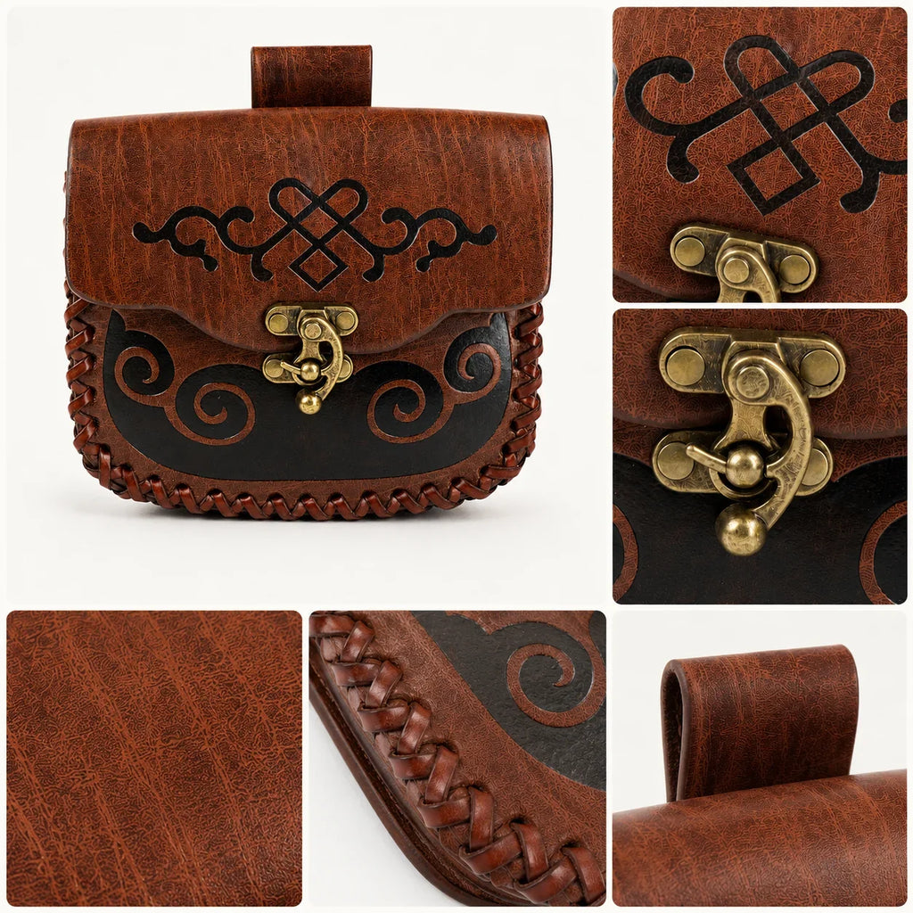 Medieval Leather Belt Pouch Vintage Waist Bag Renaissance Cosplay