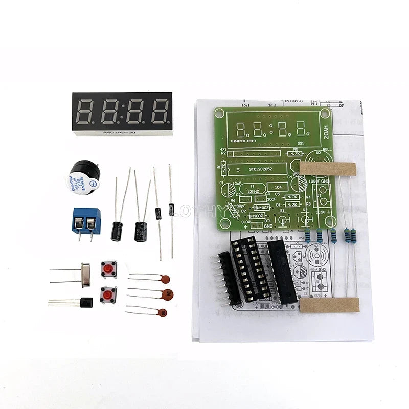 DIY 4-Digit LED Electronic Clock Soldering Kit | DC 3.7V–5.5V