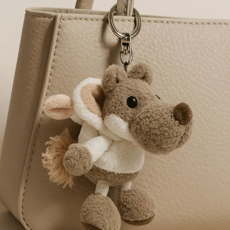 Wolf Plush Keychain Backpack Charm | Cute Stuffed Animal Gift