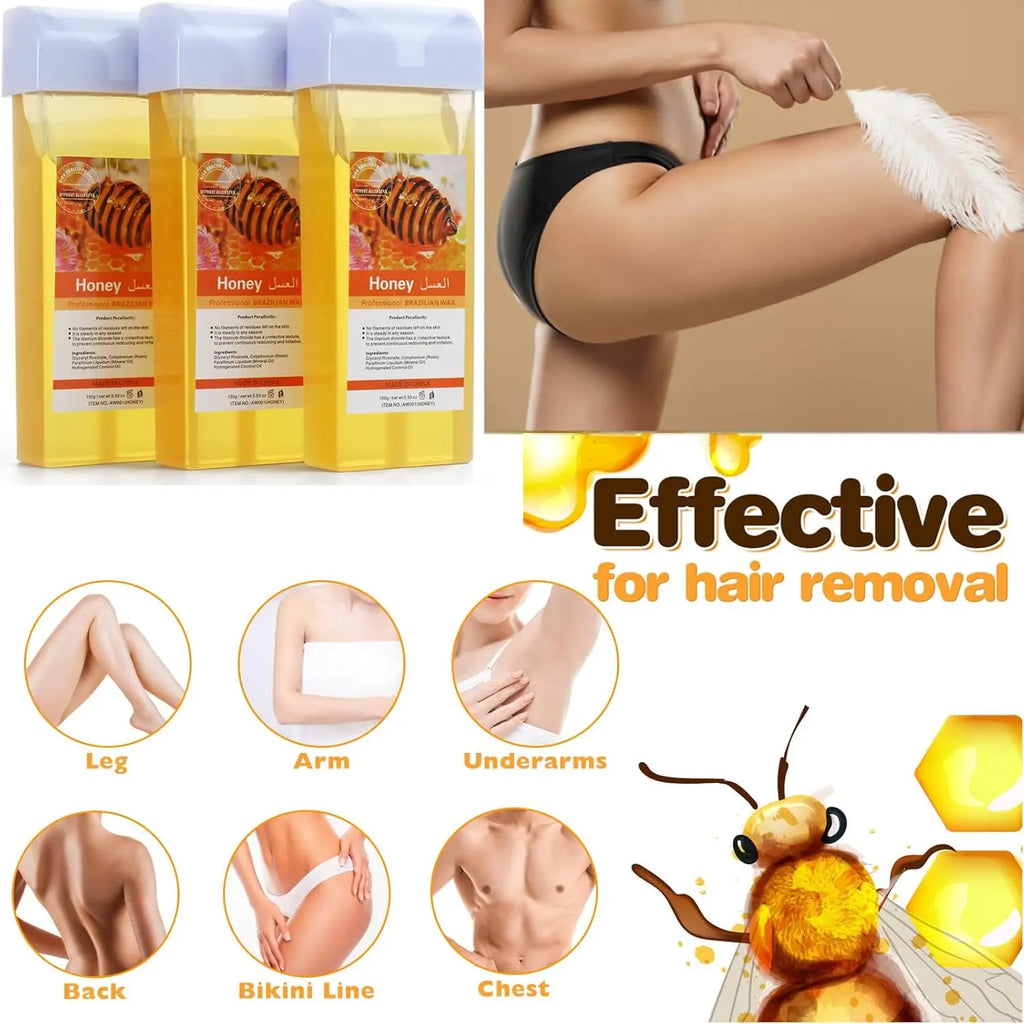 Roll Refill Hair Removal Wax Painless Depilatory Roller Honey Body