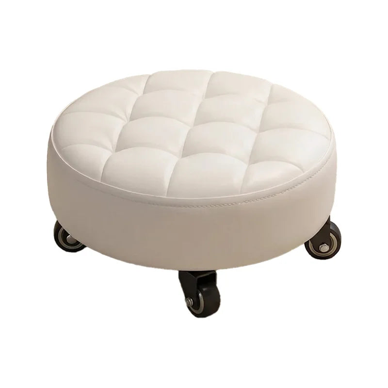 Wheeled Rolling Low Stool – Rotating Cushioned Nail & Pedicure Seat