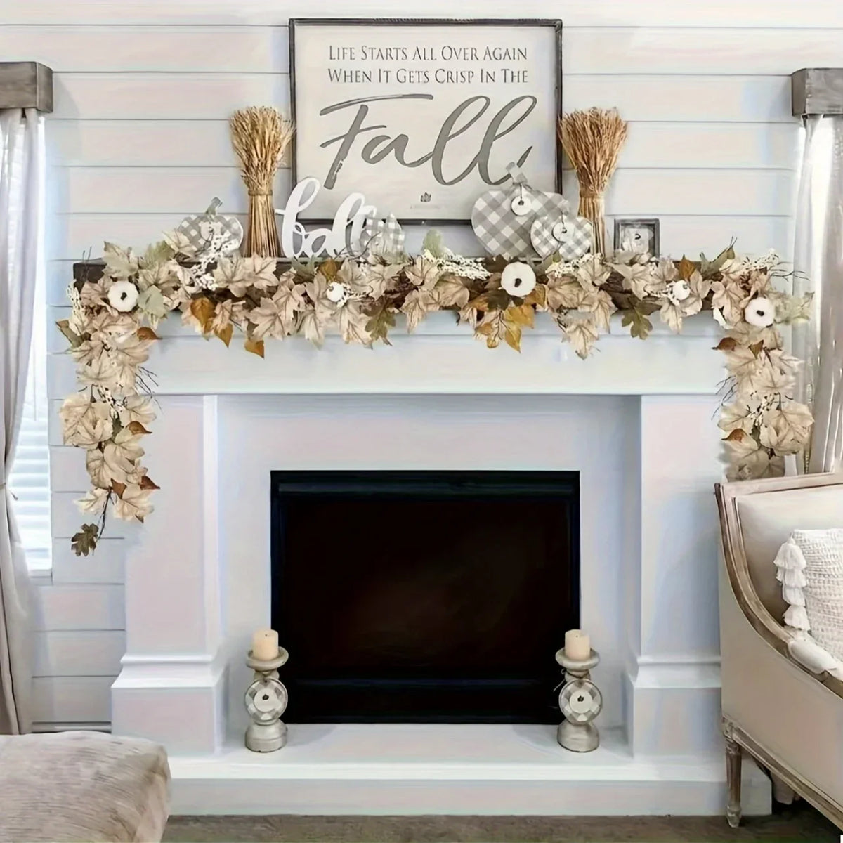 Autumn Maple Leaf & Pumpkin Wreath Set of 2 – Fall Décor