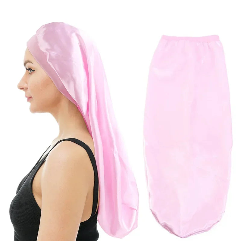 Satin Sleep Cap | Wide Elastic Bonnet for Long Hair Care