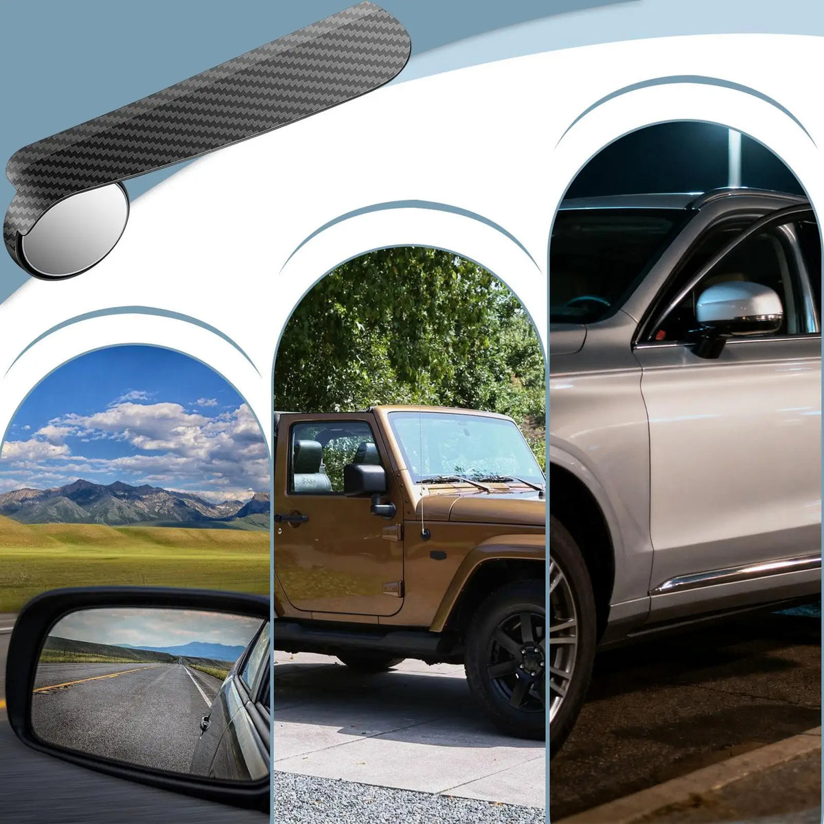 Side Mirror Rain Visor Guards & Wide-Angle Blind Spot Mirror 2PCS