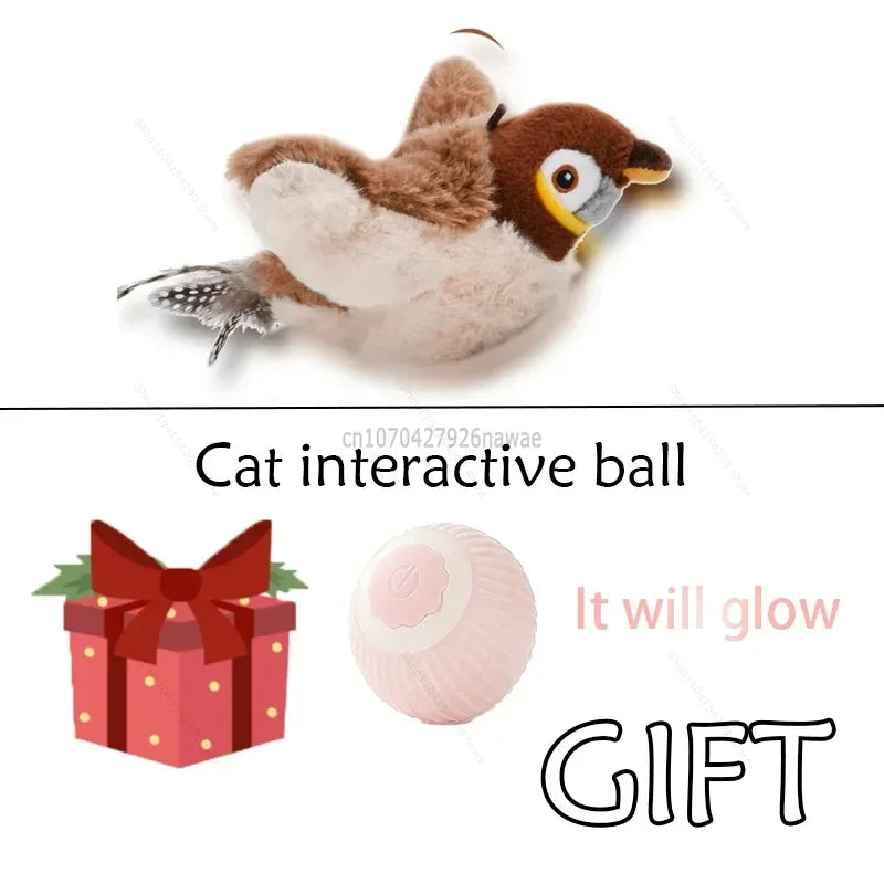 Interactive Electric Flapping Bird Cat Toy with Catnip & Chirping