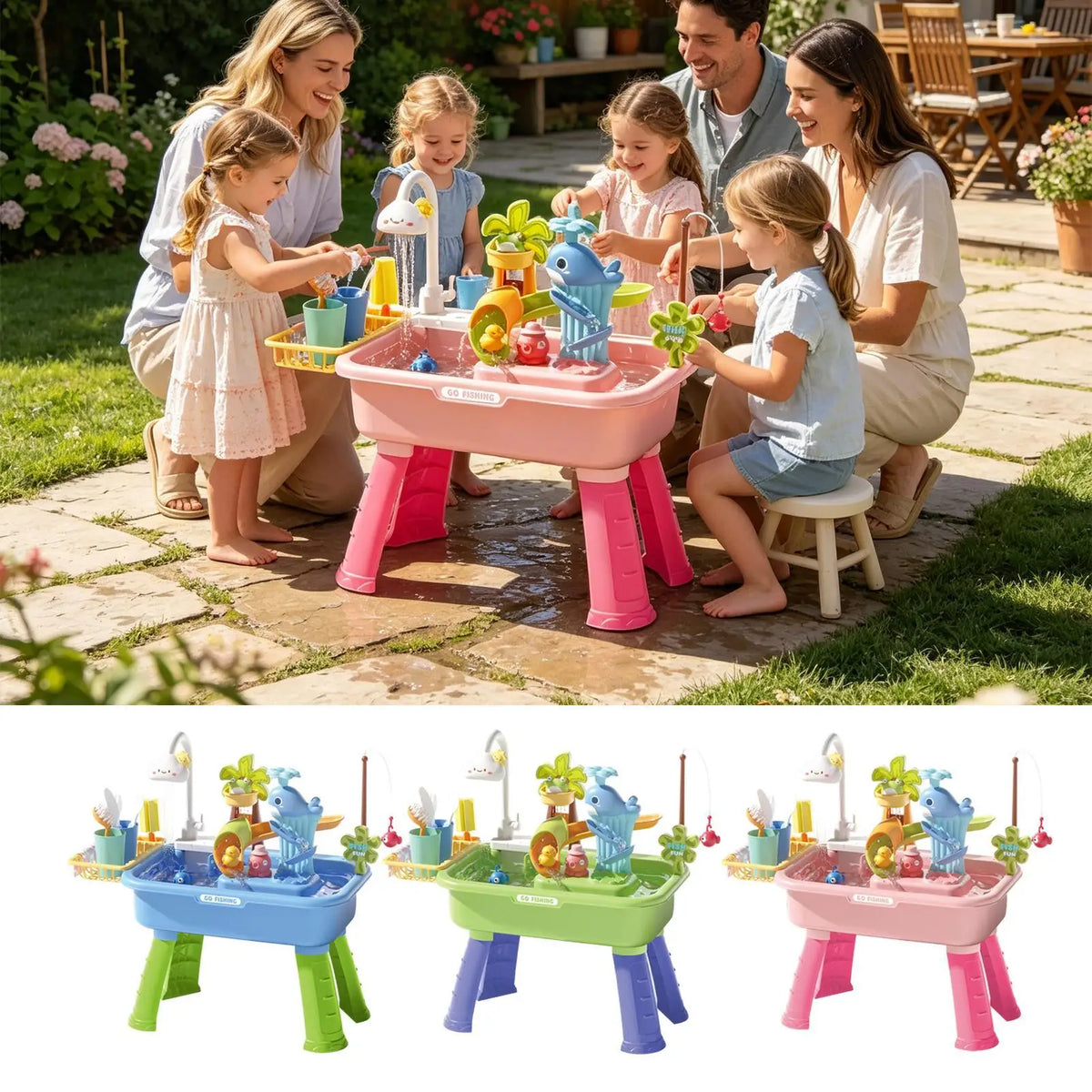 Kids Water Activity Table with Running Water & 43 Accessories