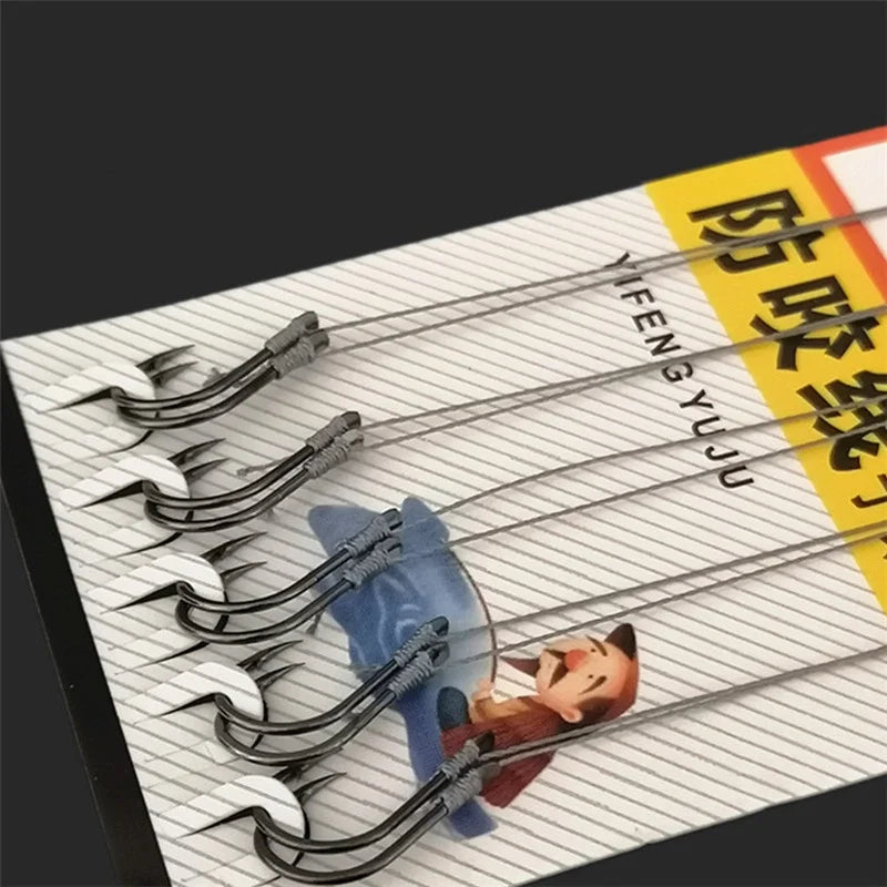 50-Pack Size 10 Barbed Fishing Hooks – Pre-Tied Steel Alloy