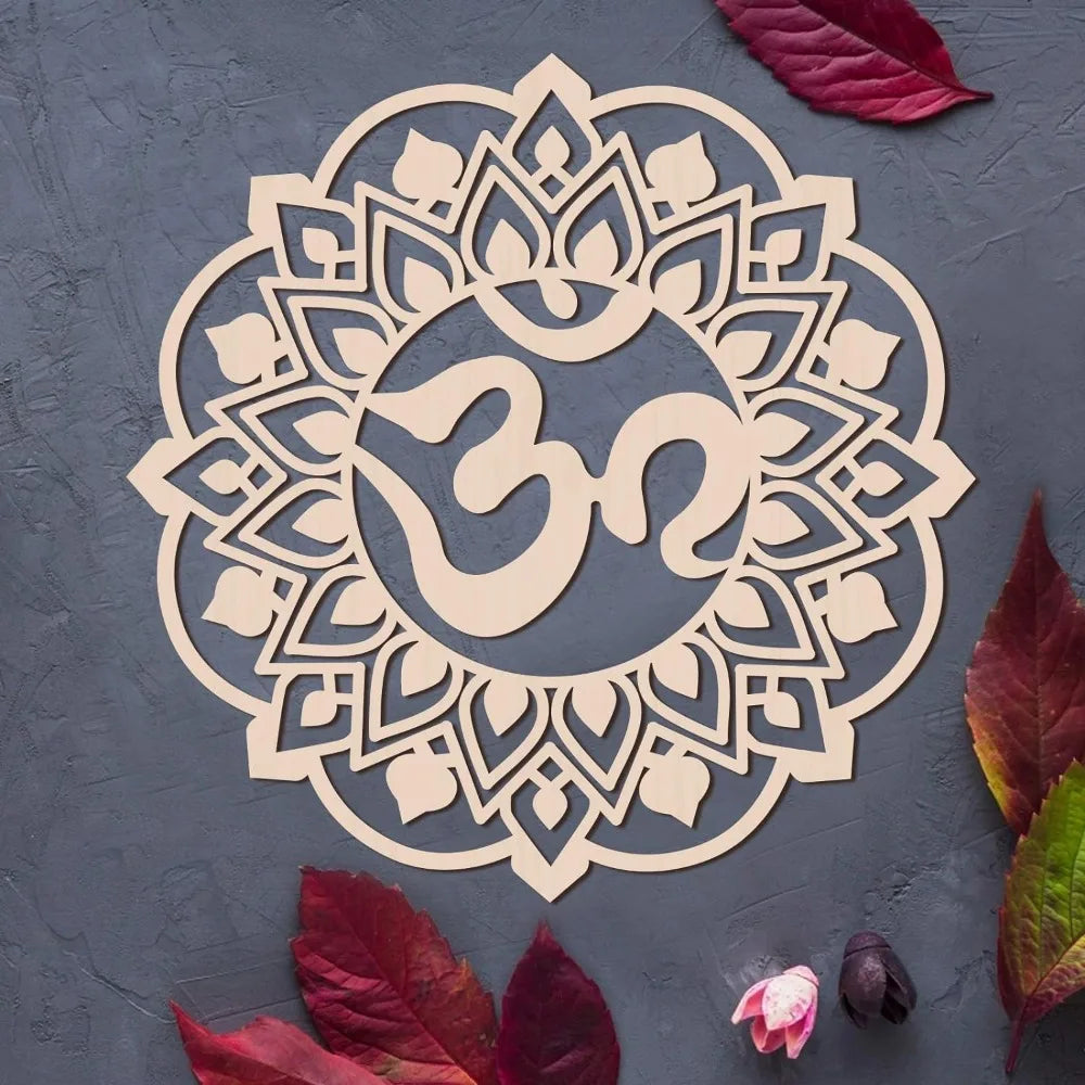12-Inch Om Aum Sanskrit Wooden Wall Art | Sacred Geometry Decor