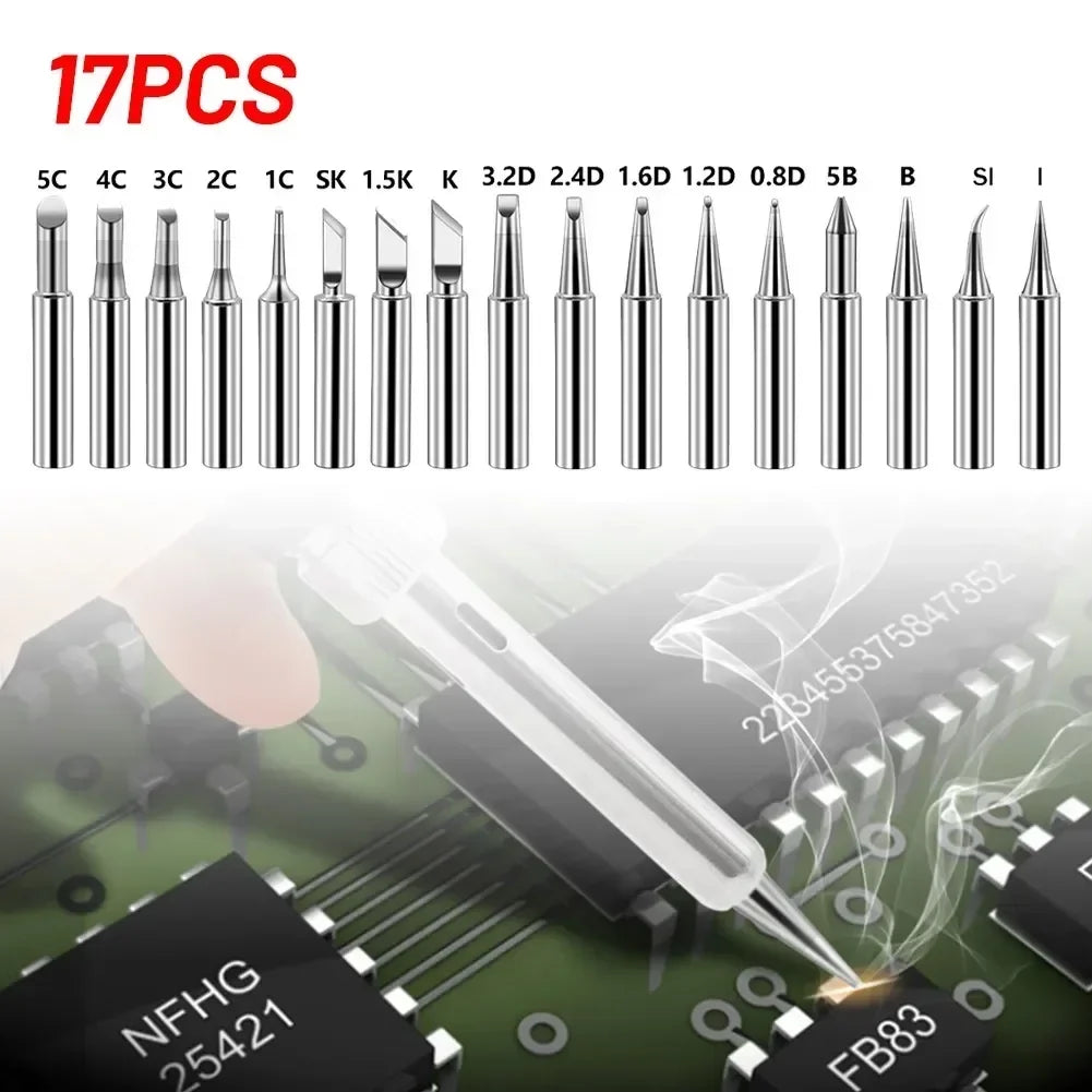 17-Pc 900M-T Soldering Iron Tips Set – Copper Alloy, All Types