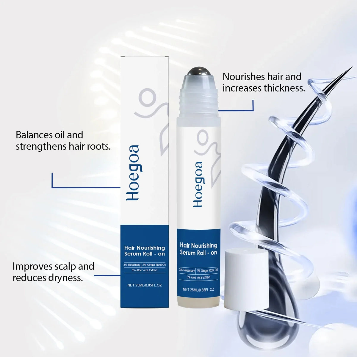 HOEGOA Rosemary Hair Growth Roller Serum | Scalp Essence 25ml