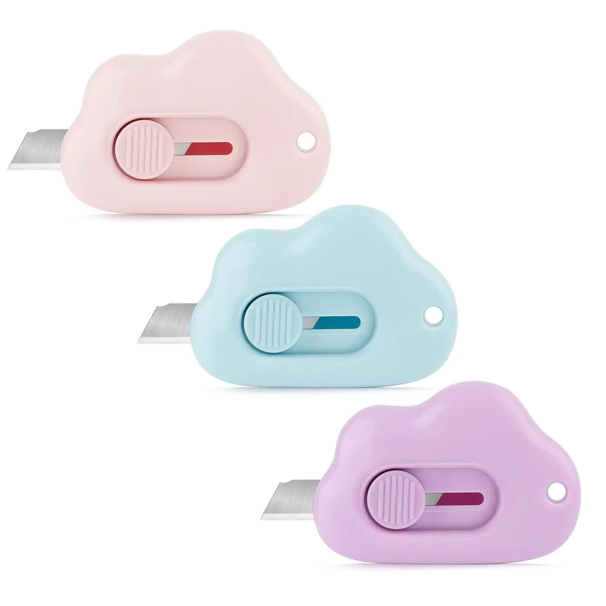 Retractable Cloud Letter Opener Keychain Cutter – 3-Pack