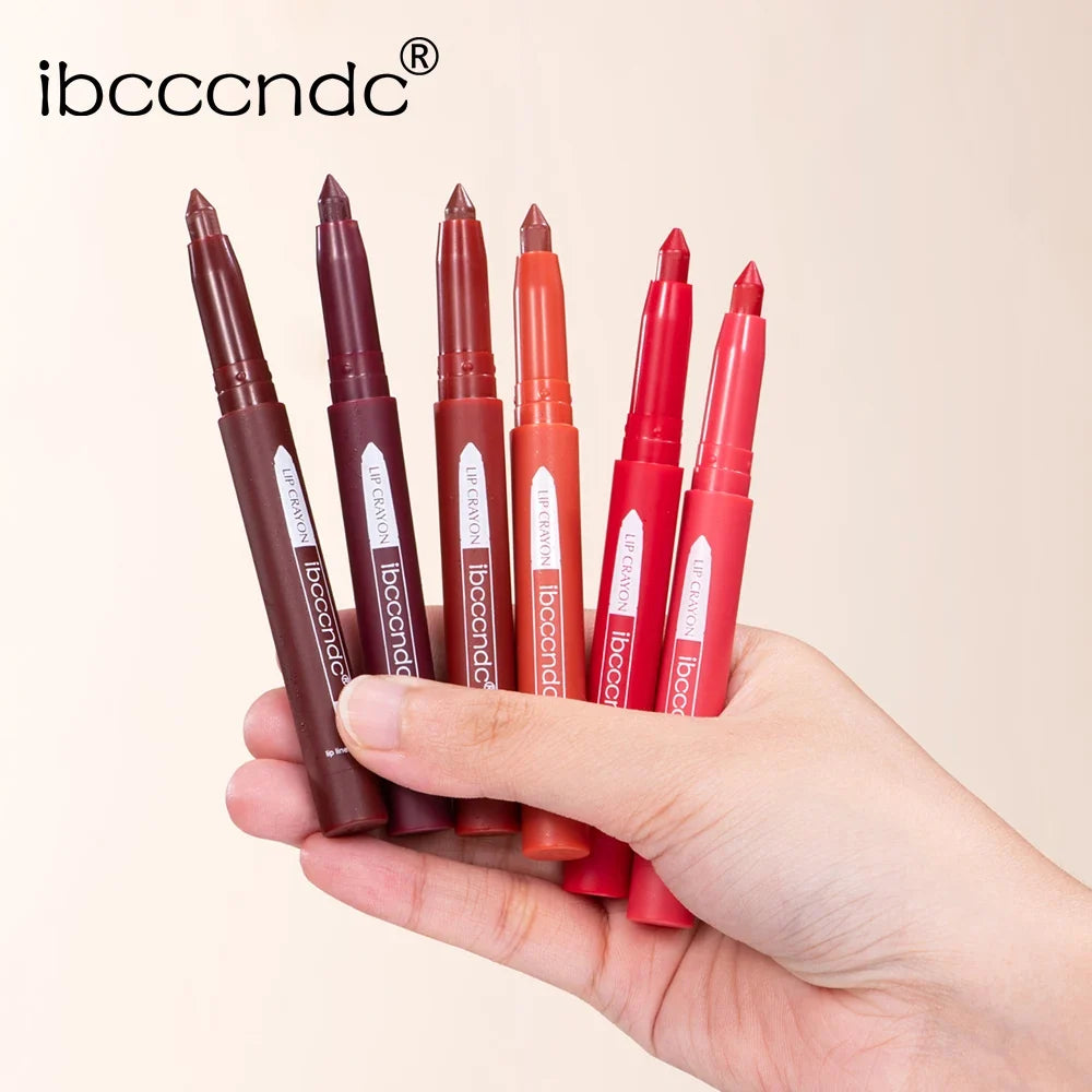 6-Color Matte Lip Crayon Set – 2-in-1 Lip Liner & Lipstick