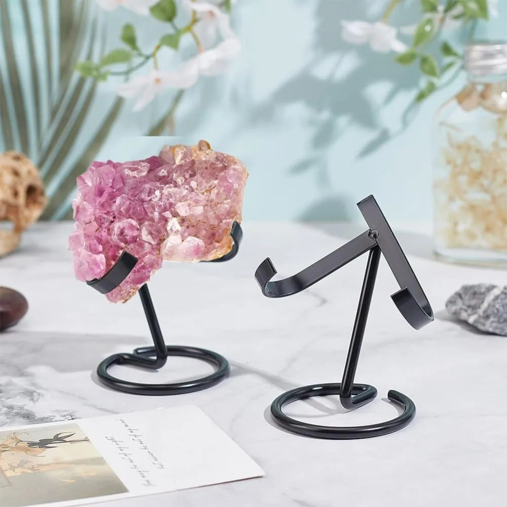 6-Pack Black Iron Crystal Ball Holder Easel Display Stands