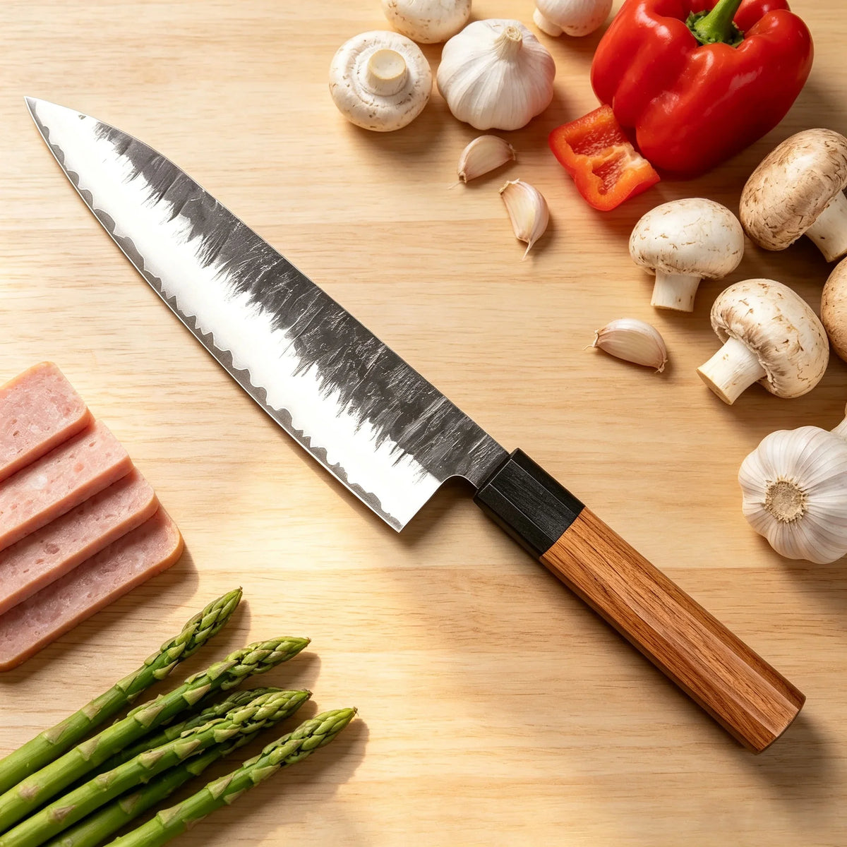Hand Forged Japanese Chef Knife – Clad Steel Sushi Slicer