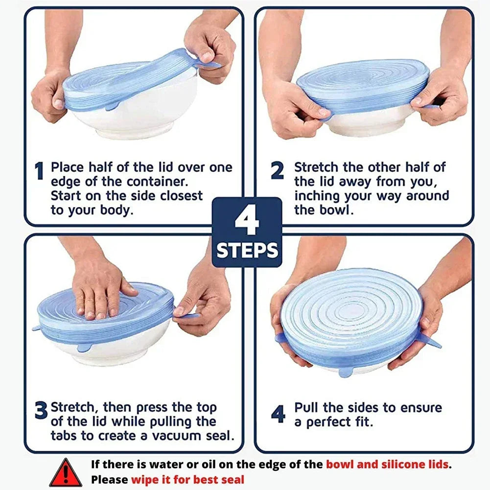 Reusable Stretch Silicone Food Cover Lids | Kitchen & Microwave