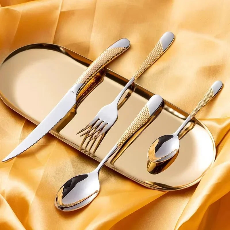 24-Pc Star Diamond Stainless Steel Cutlery Set – Knife Fork Spoon