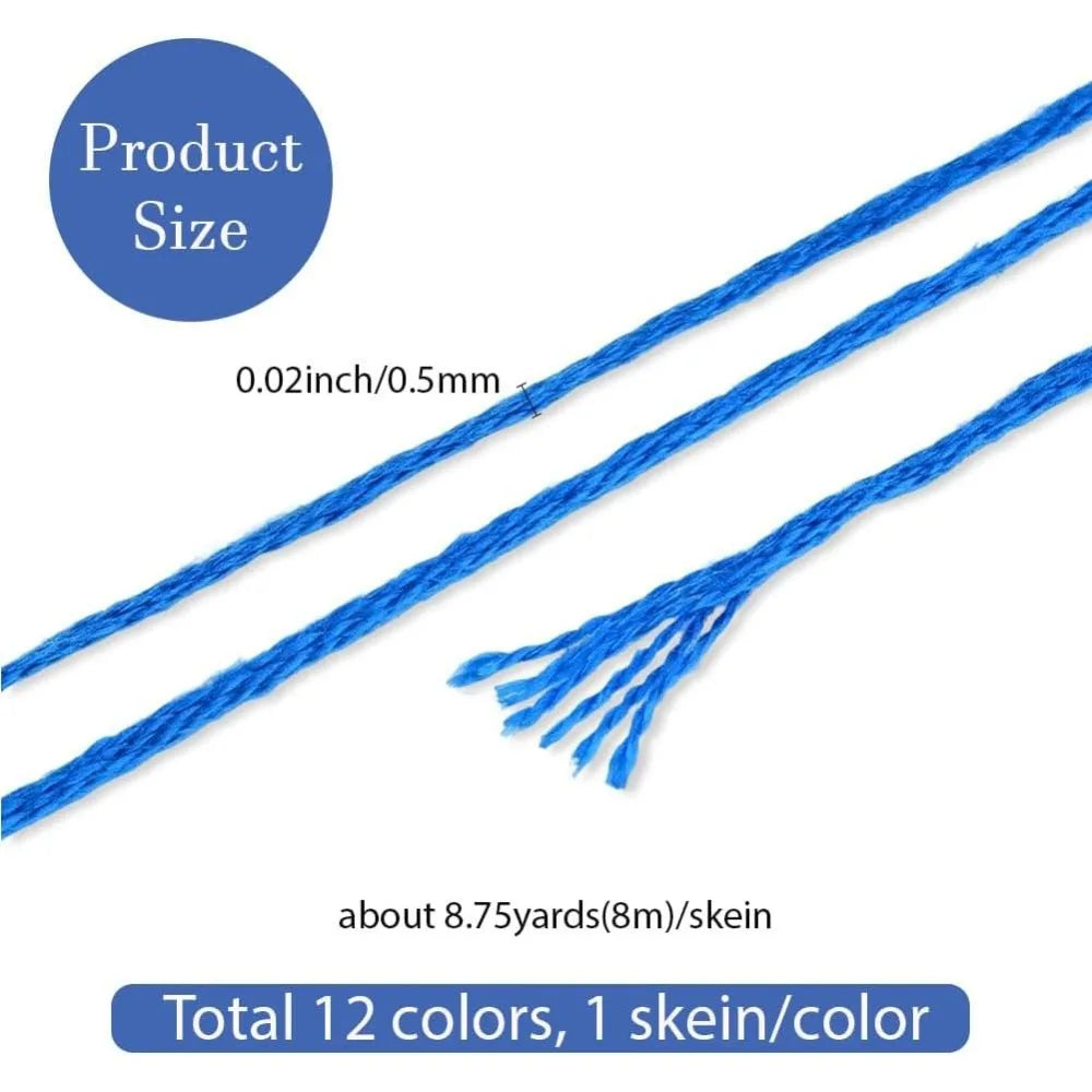 12 Skeins Variegated Blue Embroidery Floss Gradient Thread Set