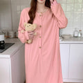 Women's Cotton Nightgown – Long Sleeve Ankle-Length Sleep Dress