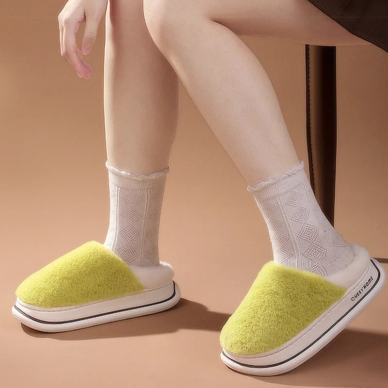HAJINK Women's Fuzzy Winter House Slippers – Mix Color Indoor