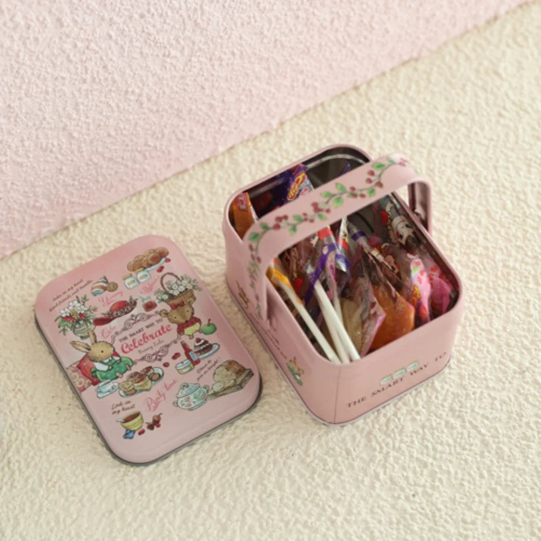 Tinplate Candy Box Kids Gifts Small Tin Cookie Portable Rabbit