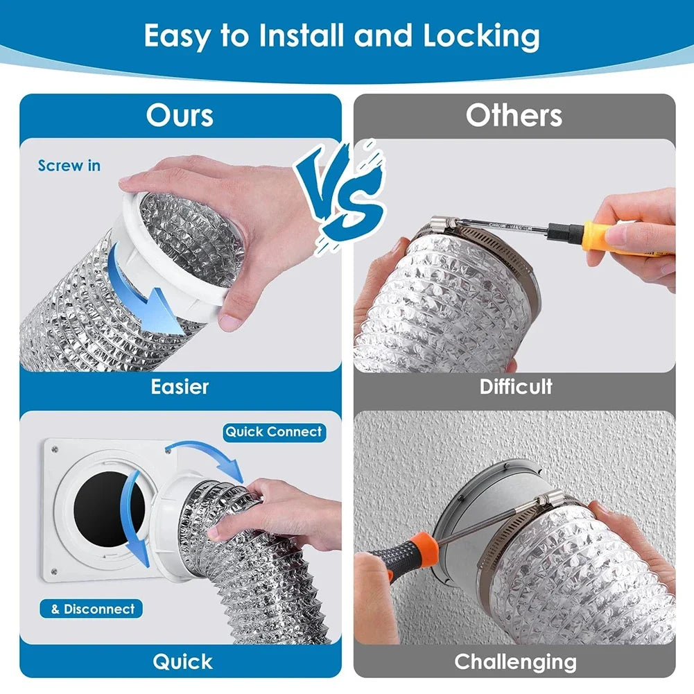 4-Inch Dryer Vent Connector Kit – Twist-Lock Wall Plate