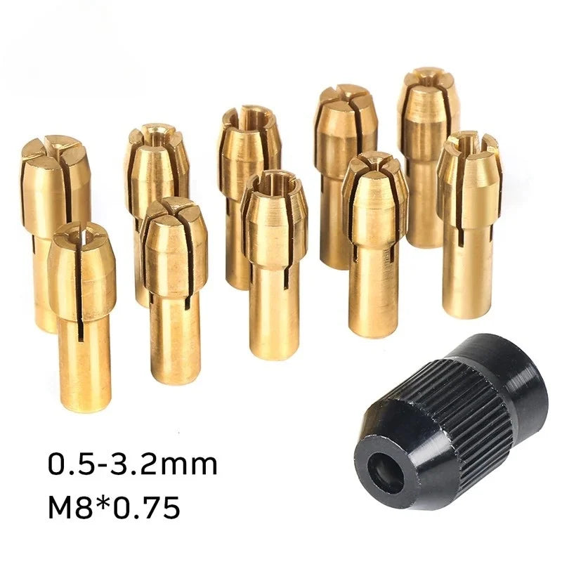 Lot Mini Drill Brass Collet Chuck Dremel Rotary Tool 0 5- Nut